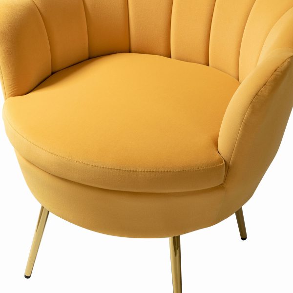 Donata Mustard Velvet Channel Tufted Barrel Accent Chair 4