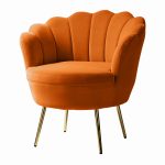 Donata Orange Velvet Channel Tufted Accent Barrel Chair 7 Donata Orange Velvet Channel Tufted Accent Barrel Chair