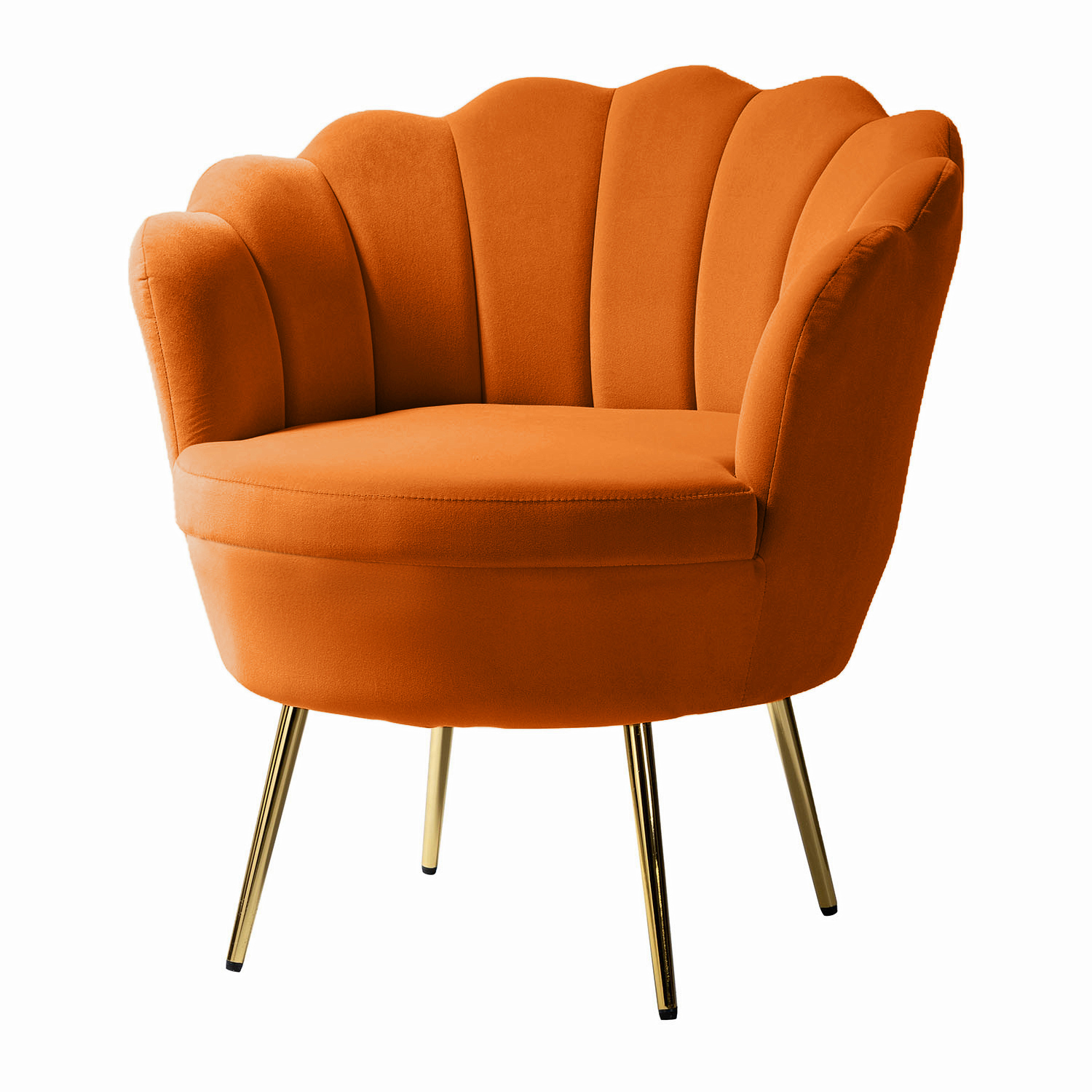 Donata Orange Velvet Channel Tufted Accent Barrel Chair 2 Donata Orange Velvet Channel Tufted Accent Barrel Chair - Image 2