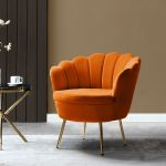 Donata Orange Velvet Channel Tufted Accent Barrel Chair 6 Donata Orange Velvet Channel Tufted Accent Barrel Chair