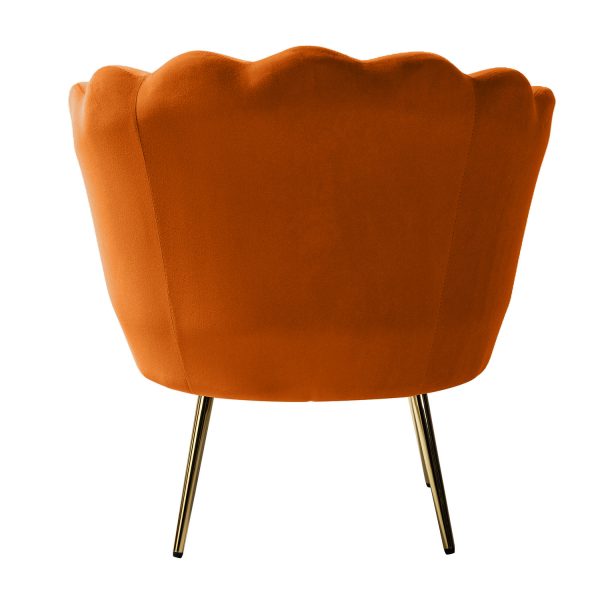 Donata Orange Velvet Channel Tufted Accent Barrel Chair 3