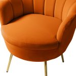 Donata Orange Velvet Channel Tufted Accent Barrel Chair 10 Donata Orange Velvet Channel Tufted Accent Barrel Chair