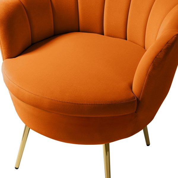 Donata Orange Velvet Channel Tufted Accent Barrel Chair 4