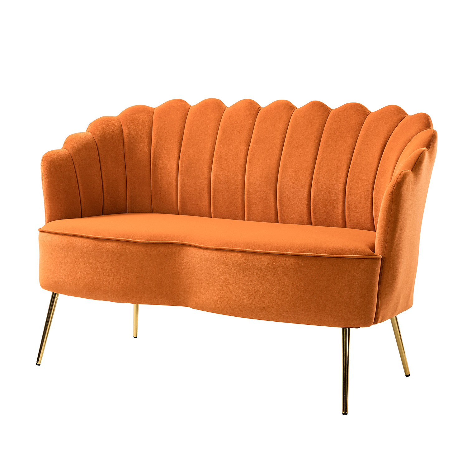 Donata Orange Velvet Tufted Flower Back Loveseat 2 Donata Orange Velvet Tufted Flower Back Loveseat - Image 2