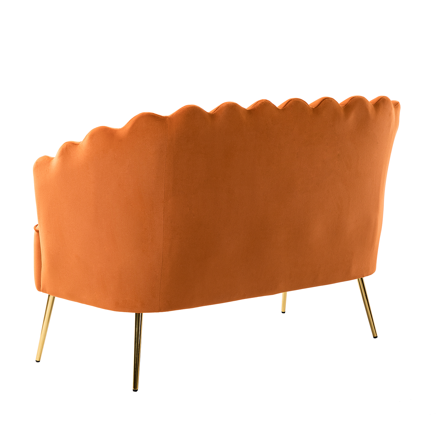 Donata Orange Velvet Tufted Flower Back Loveseat 3 Donata Orange Velvet Tufted Flower Back Loveseat - Image 3