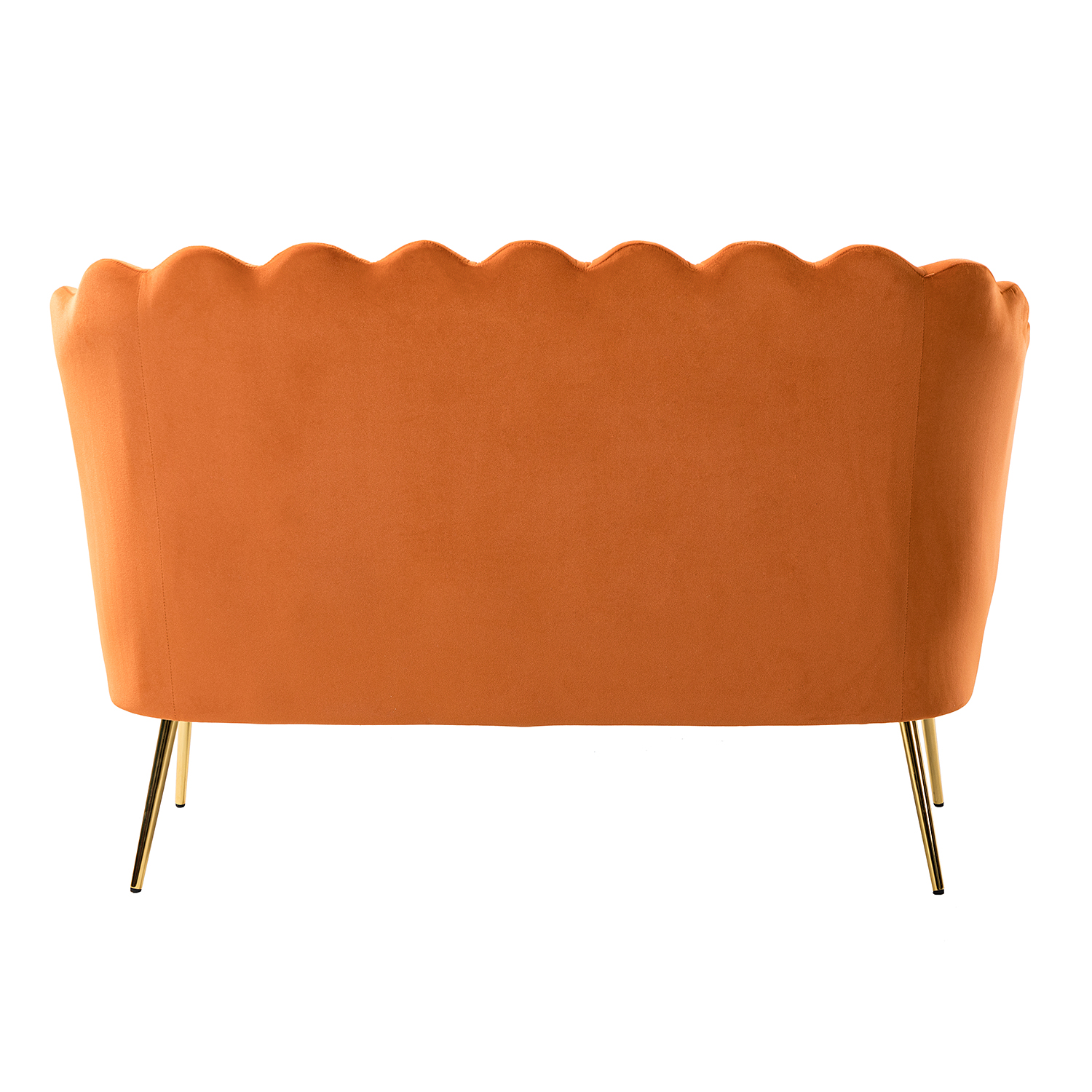 Donata Orange Velvet Tufted Flower Back Loveseat 4 Donata Orange Velvet Tufted Flower Back Loveseat - Image 4