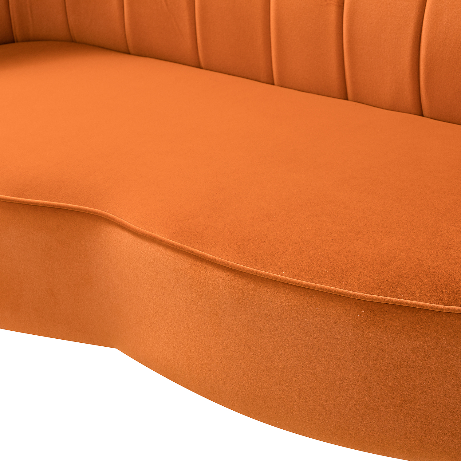 Donata Orange Velvet Tufted Flower Back Loveseat 5 Donata Orange Velvet Tufted Flower Back Loveseat - Image 5