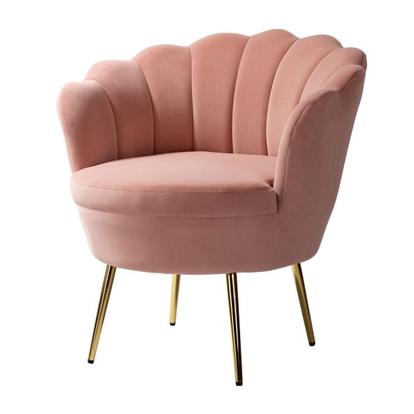 Donata Pink Velvet Channel Tufted Barrel Accent Chair 1