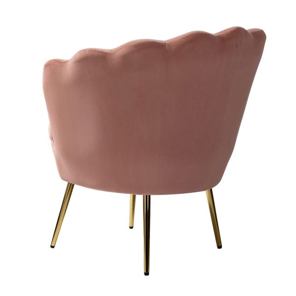Donata Pink Velvet Channel Tufted Barrel Accent Chair 2