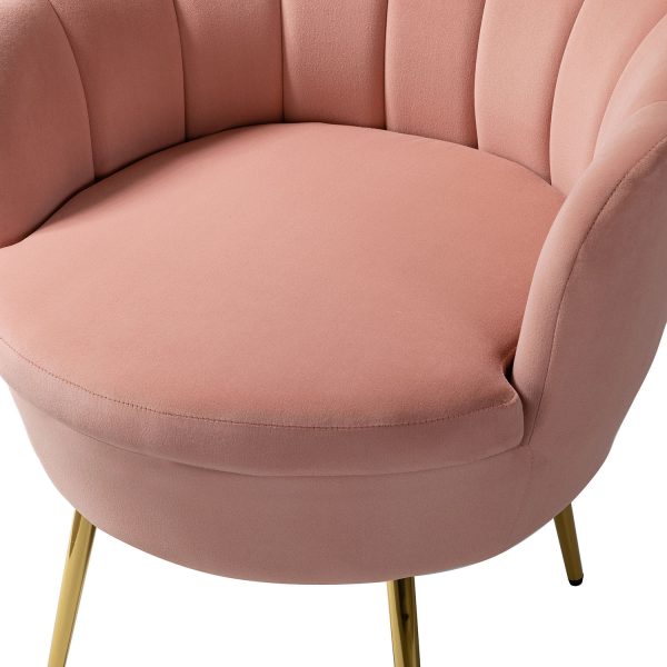Donata Pink Velvet Channel Tufted Barrel Accent Chair 4