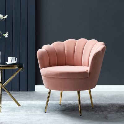 Donata Pink Velvet Channel Tufted Barrel Accent Chair