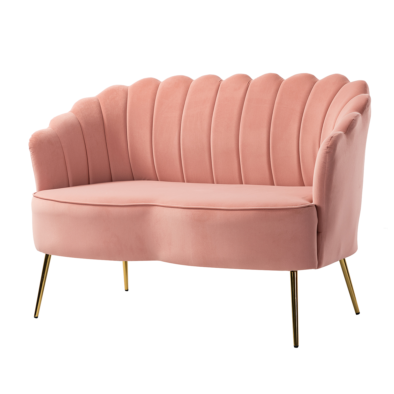 Donata Pink Velvet Tufted Flower Back Small Loveseat 2 Donata Pink Velvet Tufted Flower Back Small Loveseat - Image 2