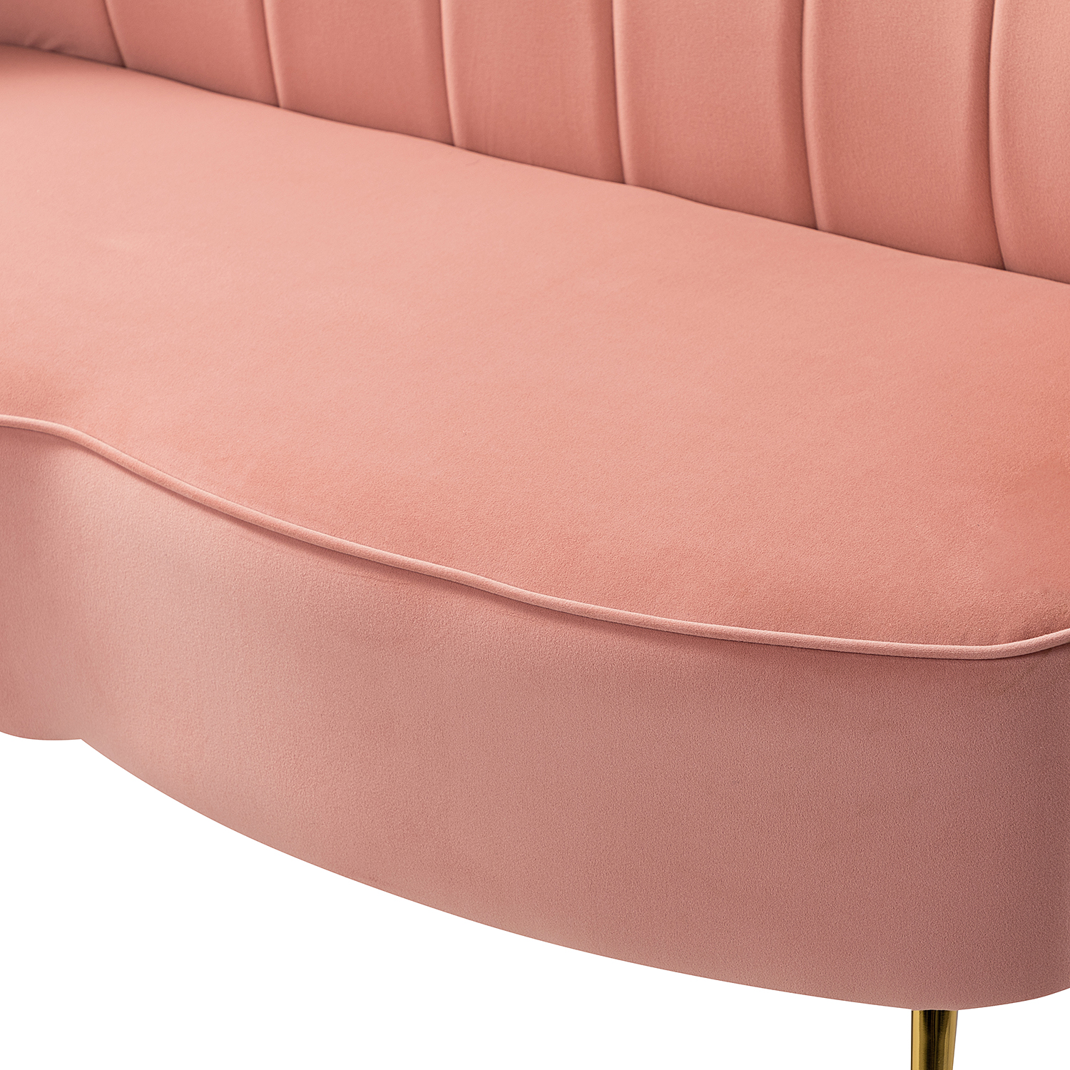 Donata Pink Velvet Tufted Flower Back Small Loveseat 5 Donata Pink Velvet Tufted Flower Back Small Loveseat - Image 5