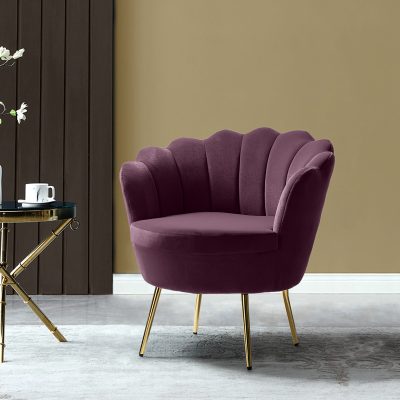 Donata Purple Velvet Channel Tufted Accent Barrel Chair