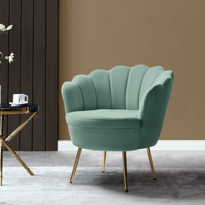 Donata Sage Velvet Channel Tufted Barrel Accent Chair