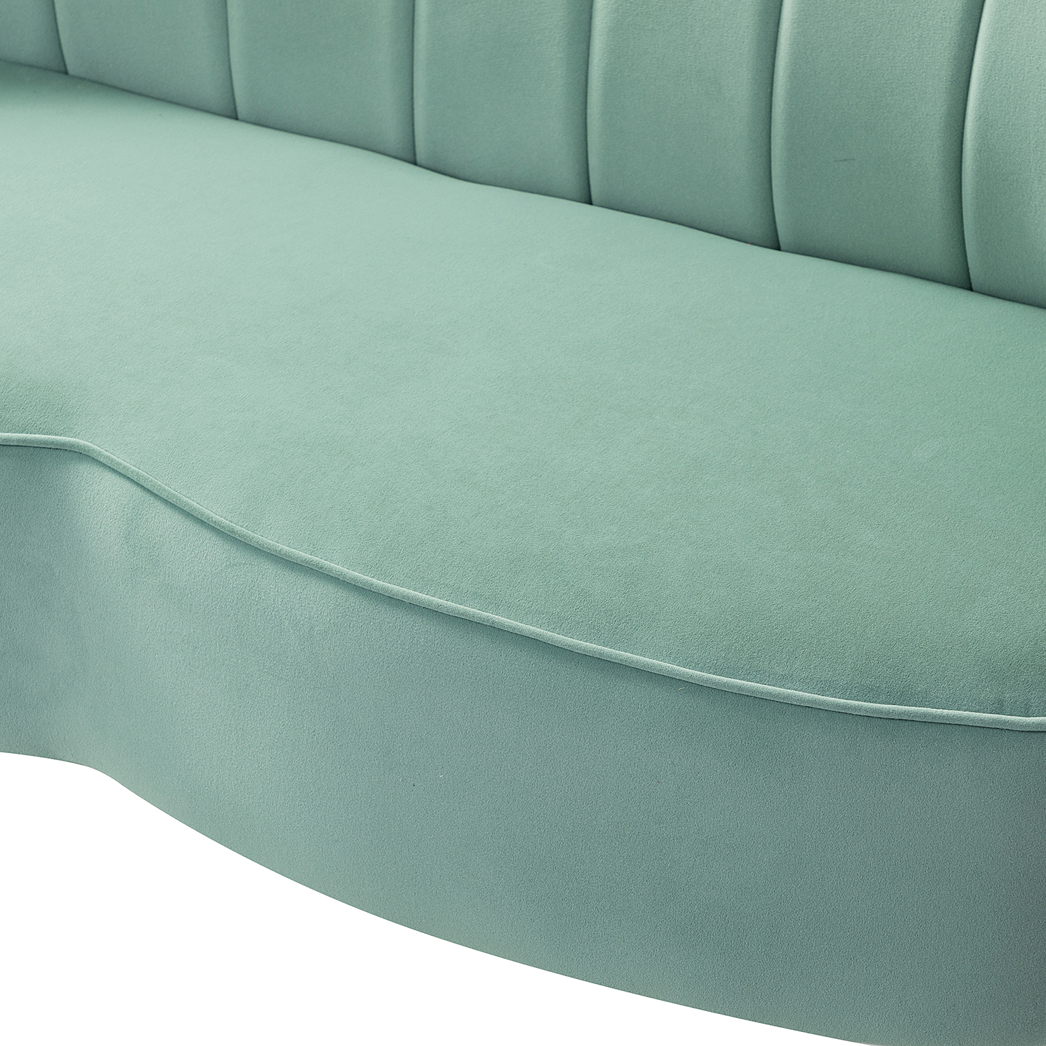 Donata Sage Velvet Tufted Flower Back Loveseat 5 Donata Sage Velvet Tufted Flower Back Loveseat - Image 5