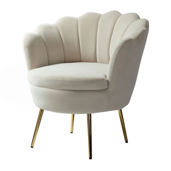 Donata Tan Velvet Channel Tufted Barrel Accent Chair 1
