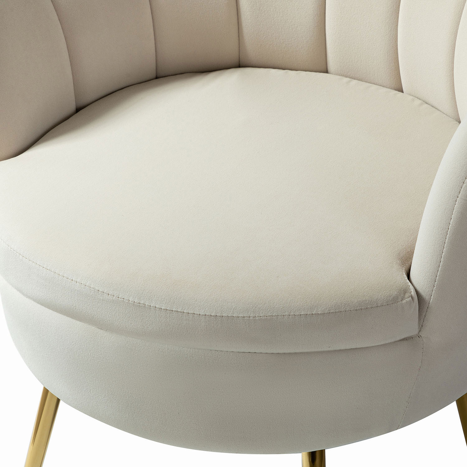 Donata Tan Velvet Channel Tufted Barrel Accent Chair 5 Donata Tan Velvet Channel Tufted Barrel Accent Chair - Image 5