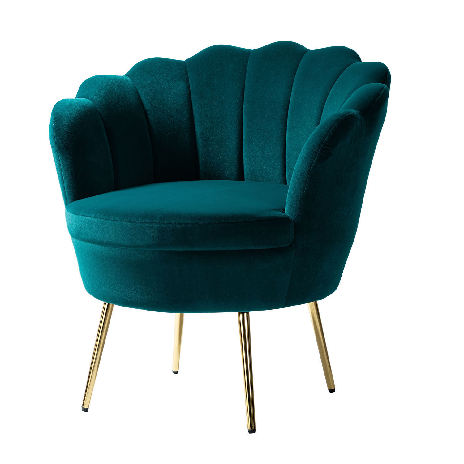 Donata Teal Velvet Channel Tufted Barrel Accent Chair 2 Donata Teal Velvet Channel Tufted Barrel Accent Chair - Image 2