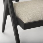 Donna Black Wood Cane-Back w/ Beige Upholstered Seat Accent Chair