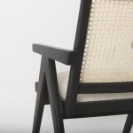 Donna Black Wood Cane-Back w/ Beige Upholstered Seat Accent Chair