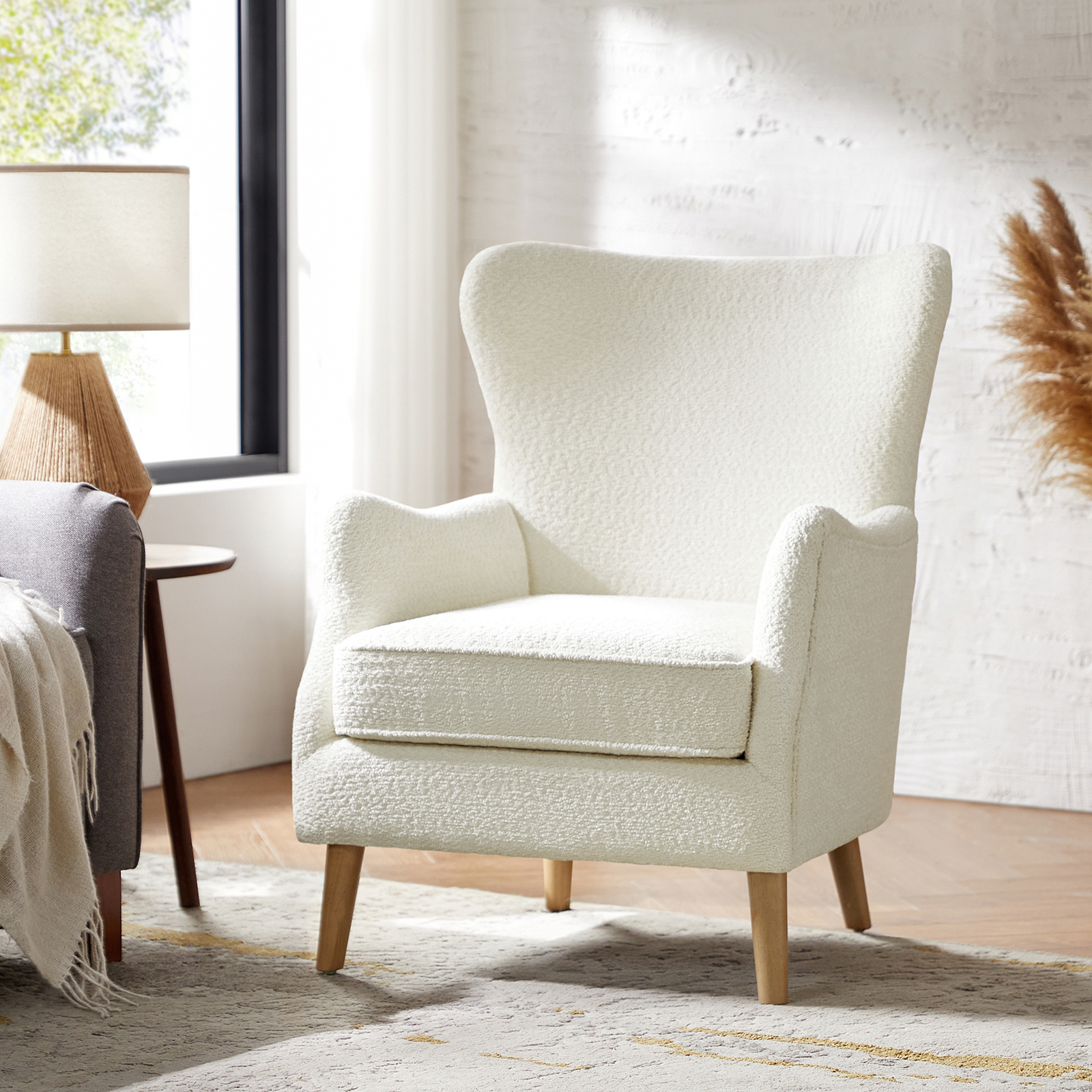 Donna Ivory Chenille Wingback Accent Chair 2 Donna Ivory Chenille Wingback Accent Chair - Image 2