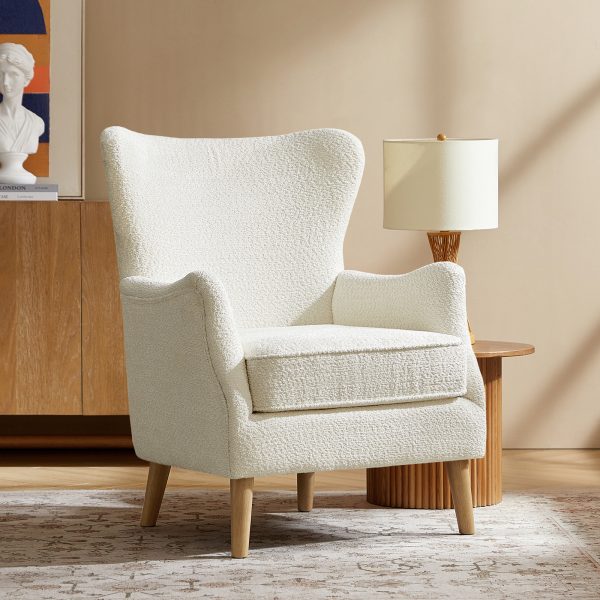 Donna Ivory Chenille Wingback Accent Chair 2