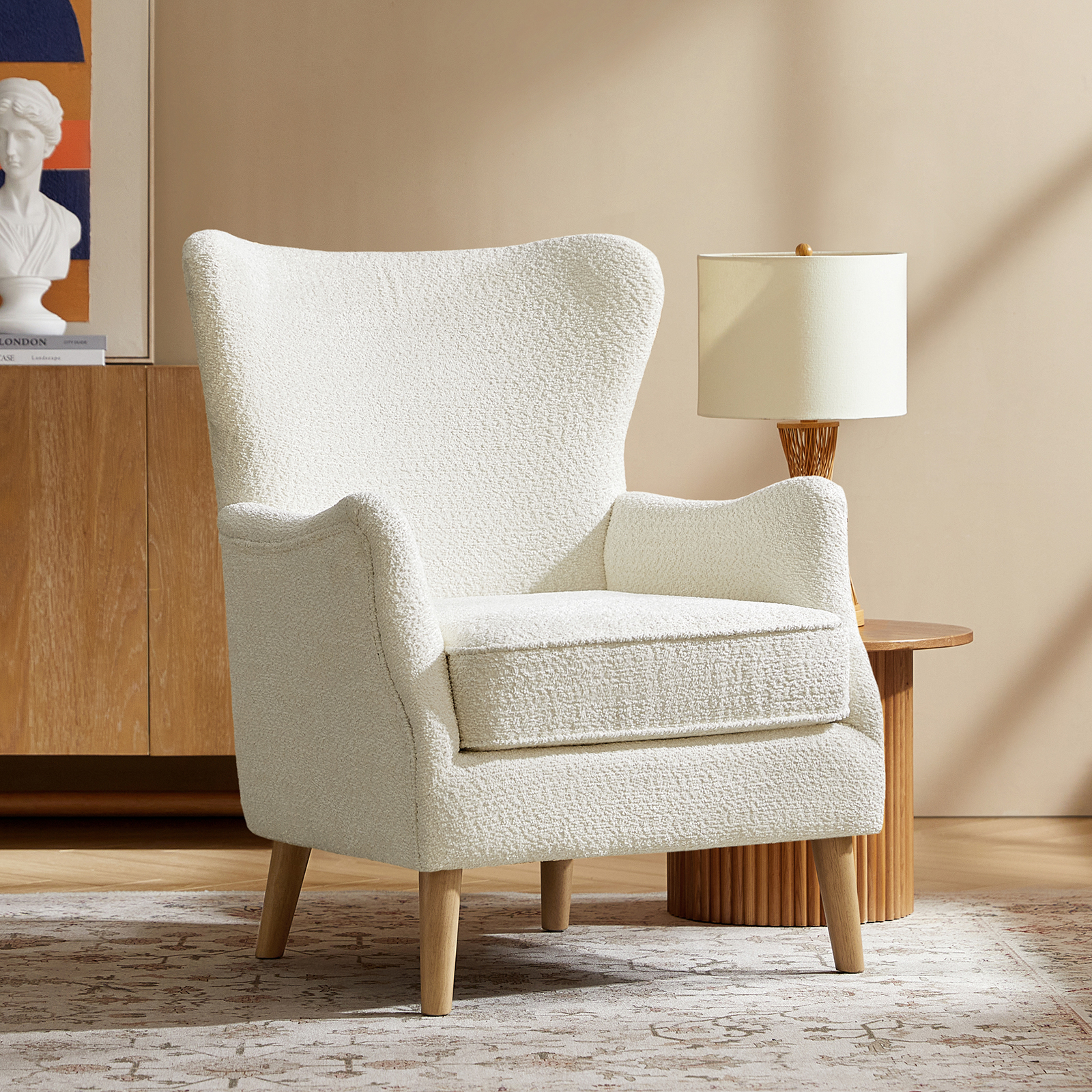 Donna Ivory Chenille Wingback Accent Chair 3 Donna Ivory Chenille Wingback Accent Chair - Image 3