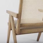 Donna Light Brown Wood Cane-Back w/ Beige Upholstered Seat Accent Chair