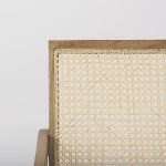 Donna Light Brown Wood Cane-Back w/ Beige Upholstered Seat Accent Chair