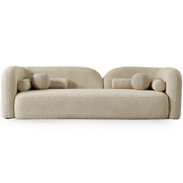 Ivory Boucle Sofa with Removable Legs for Tight Spaces