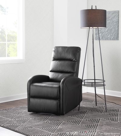 Dormi Black Faux Leather Contemporary Manual Recliner