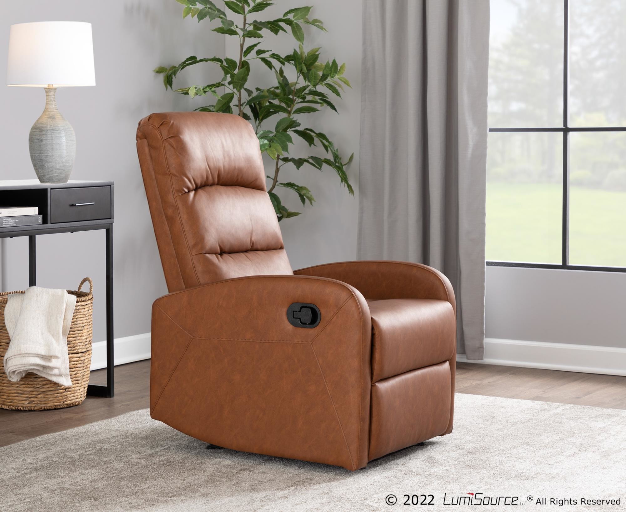 Dormi Contemporary Camel Faux Leather Manual Recliner 2 Dormi Contemporary Camel Faux Leather Manual Recliner - Image 2