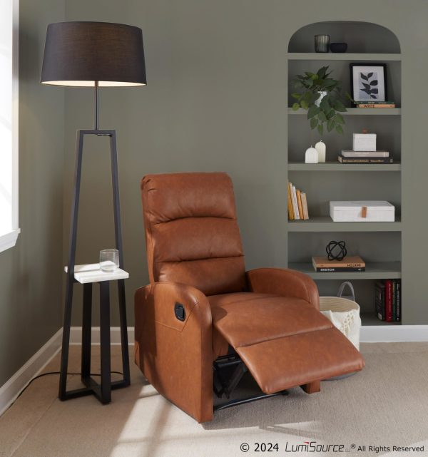 Dormi Contemporary Camel Faux Leather Manual Recliner 2