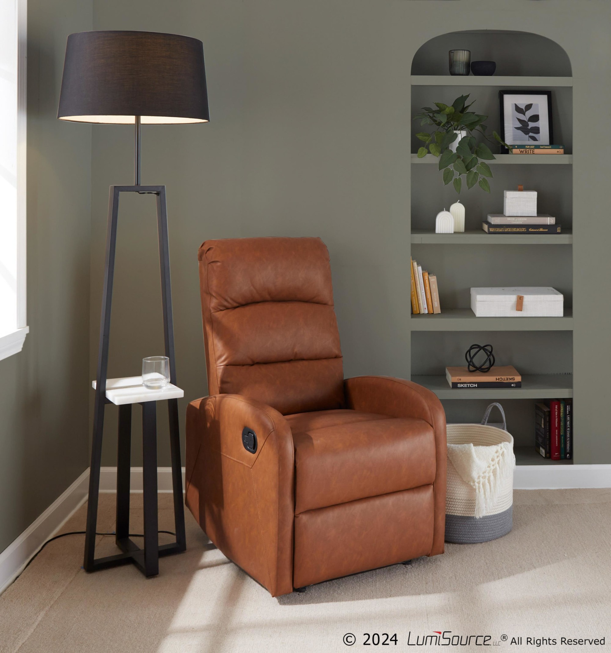 Dormi Contemporary Camel Faux Leather Manual Recliner 5 Dormi Contemporary Camel Faux Leather Manual Recliner - Image 5
