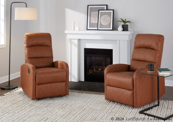 Dormi Contemporary Camel Faux Leather Manual Recliner 6