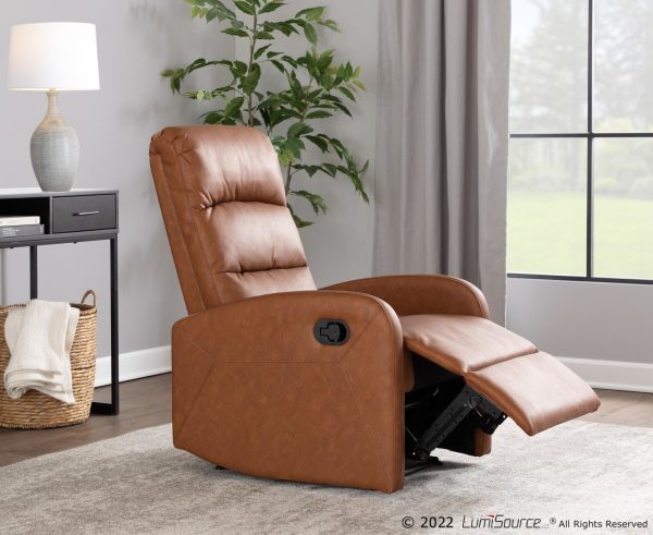 Dormi Contemporary Camel Faux Leather Manual Recliner