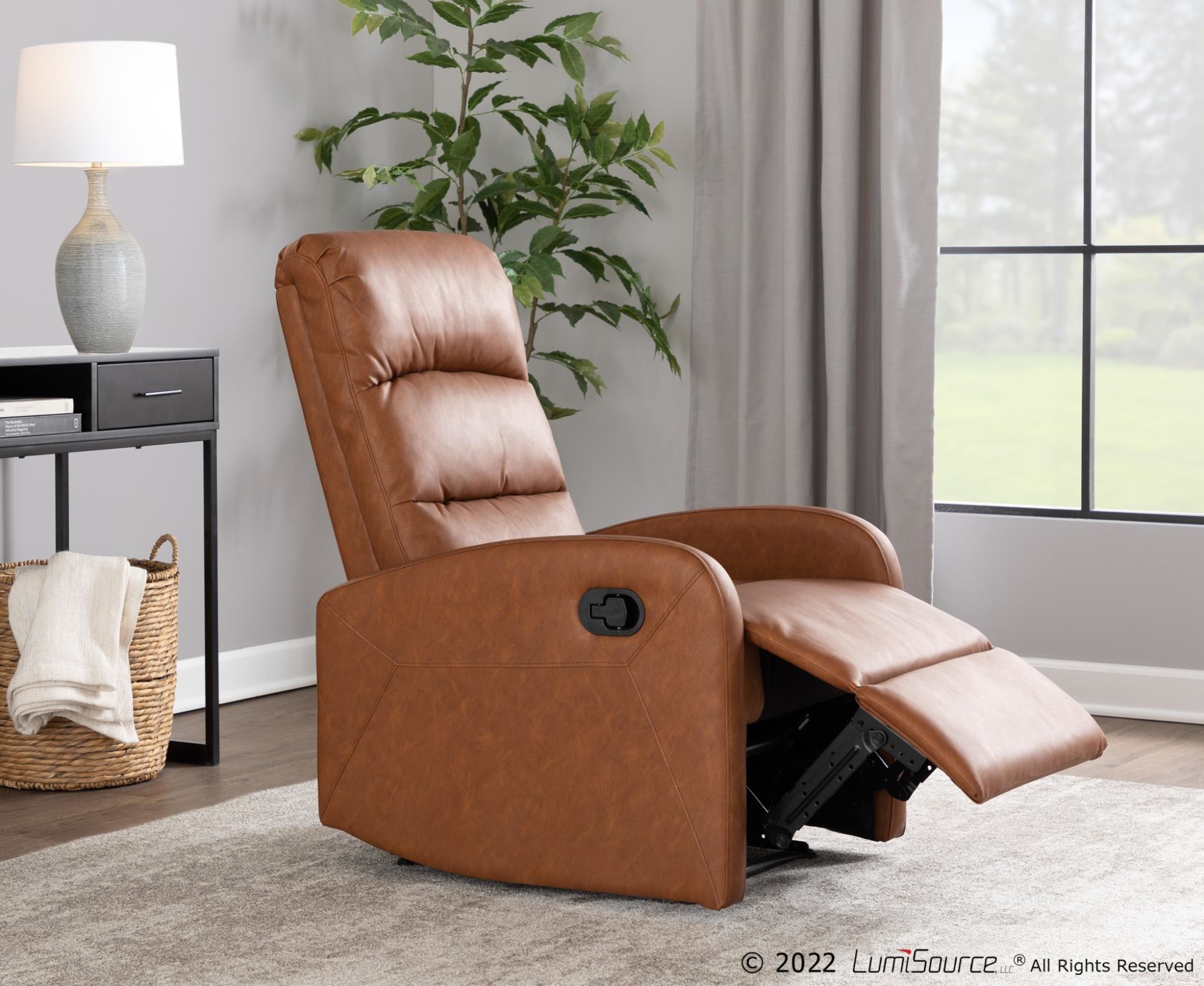 Dormi Contemporary Camel Faux Leather Manual Recliner 1 Dormi Contemporary Camel Faux Leather Manual Recliner