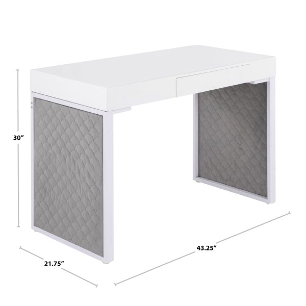 Drift Contemporary Black Upholstered Desk with Silver Velvet 10