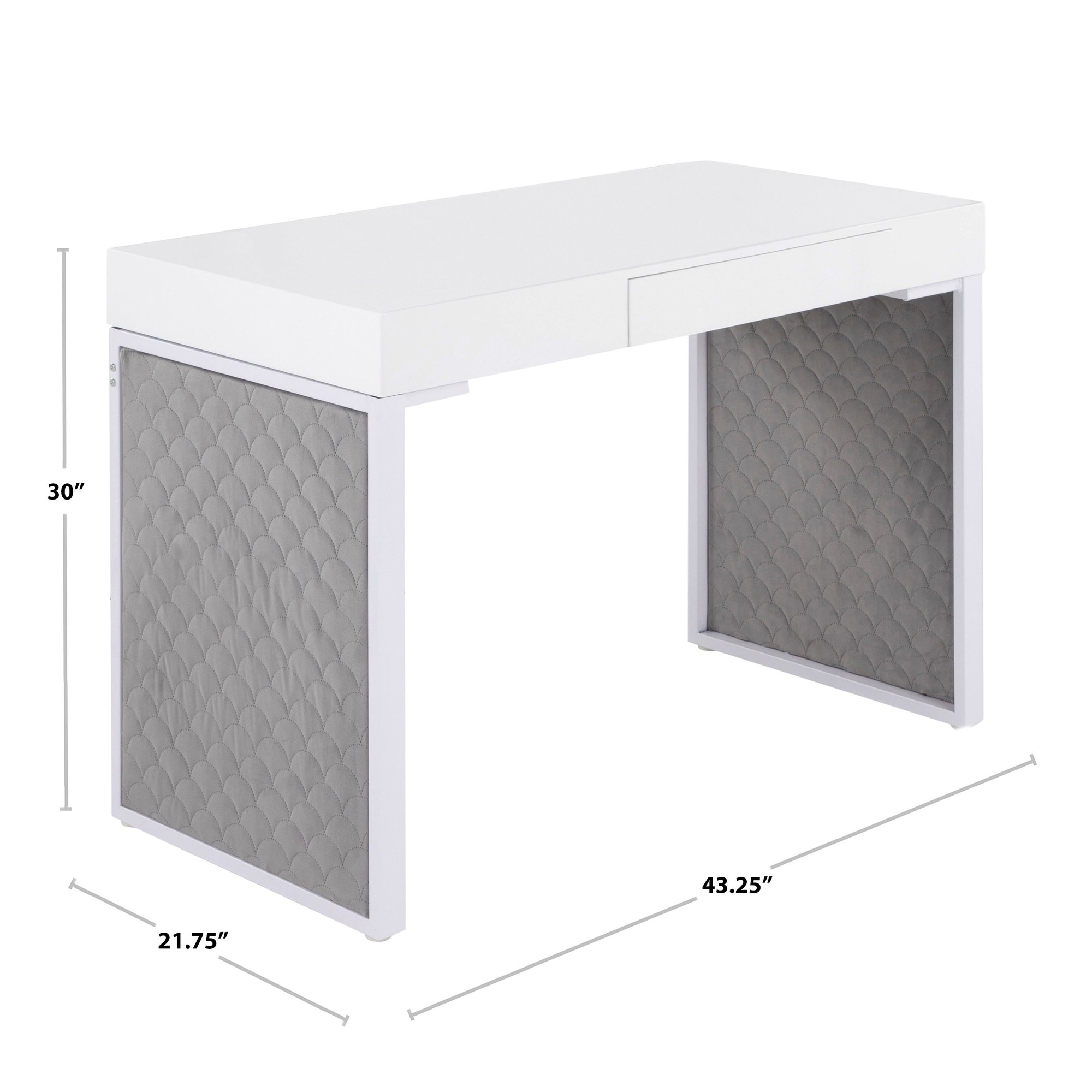 Drift Contemporary Black Upholstered Desk with Silver Velvet 11 Drift Contemporary Black Upholstered Desk with Silver Velvet - Image 11