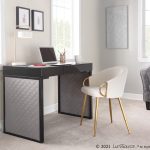 Drift Contemporary Black Upholstered Desk with Silver Velvet 13 Drift Contemporary Black Upholstered Desk with Silver Velvet