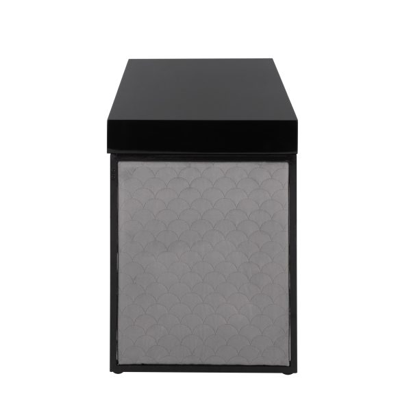 Drift Contemporary Black Upholstered Desk with Silver Velvet 4