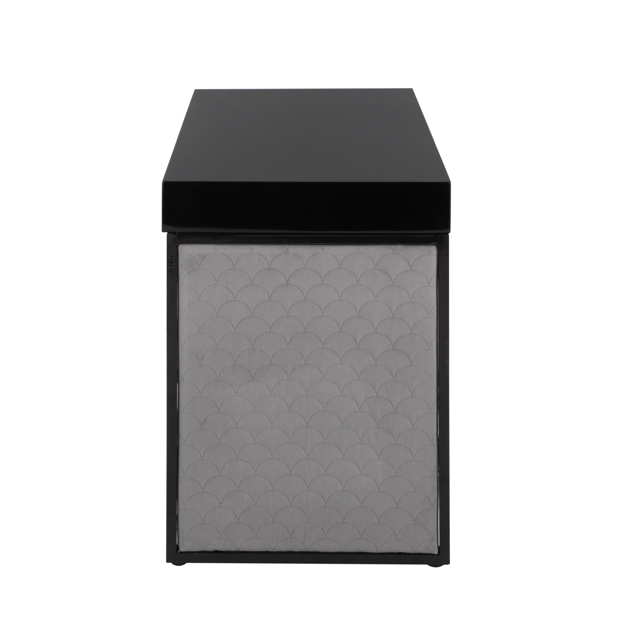 Drift Contemporary Black Upholstered Desk with Silver Velvet 5 Drift Contemporary Black Upholstered Desk with Silver Velvet - Image 5