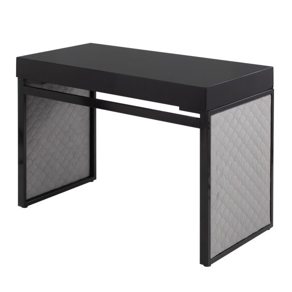 Drift Contemporary Black Upholstered Desk with Silver Velvet 5