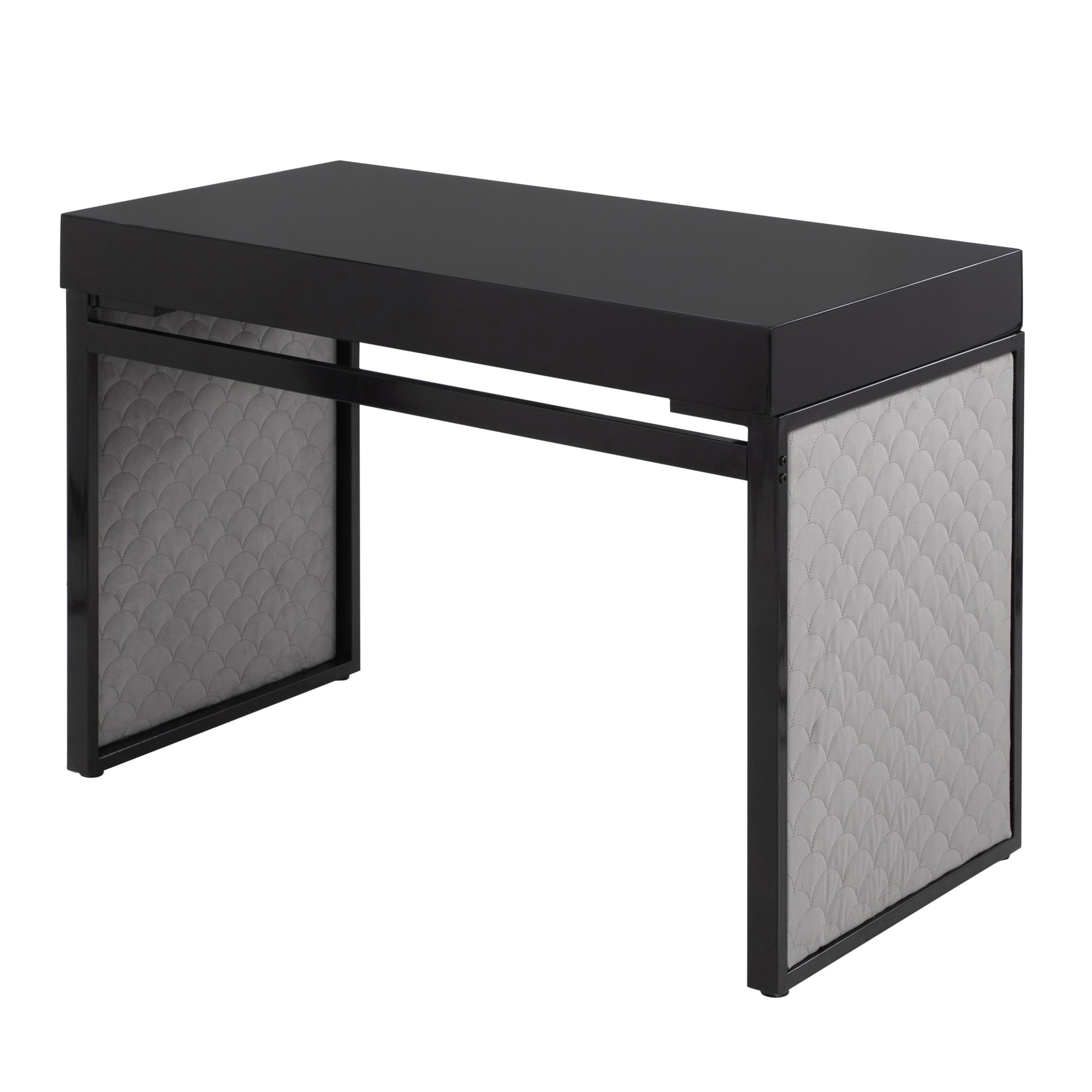 Drift Contemporary Black Upholstered Desk with Silver Velvet 6 Drift Contemporary Black Upholstered Desk with Silver Velvet - Image 6