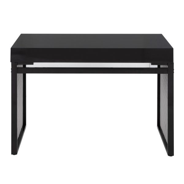 Drift Contemporary Black Upholstered Desk with Silver Velvet 6