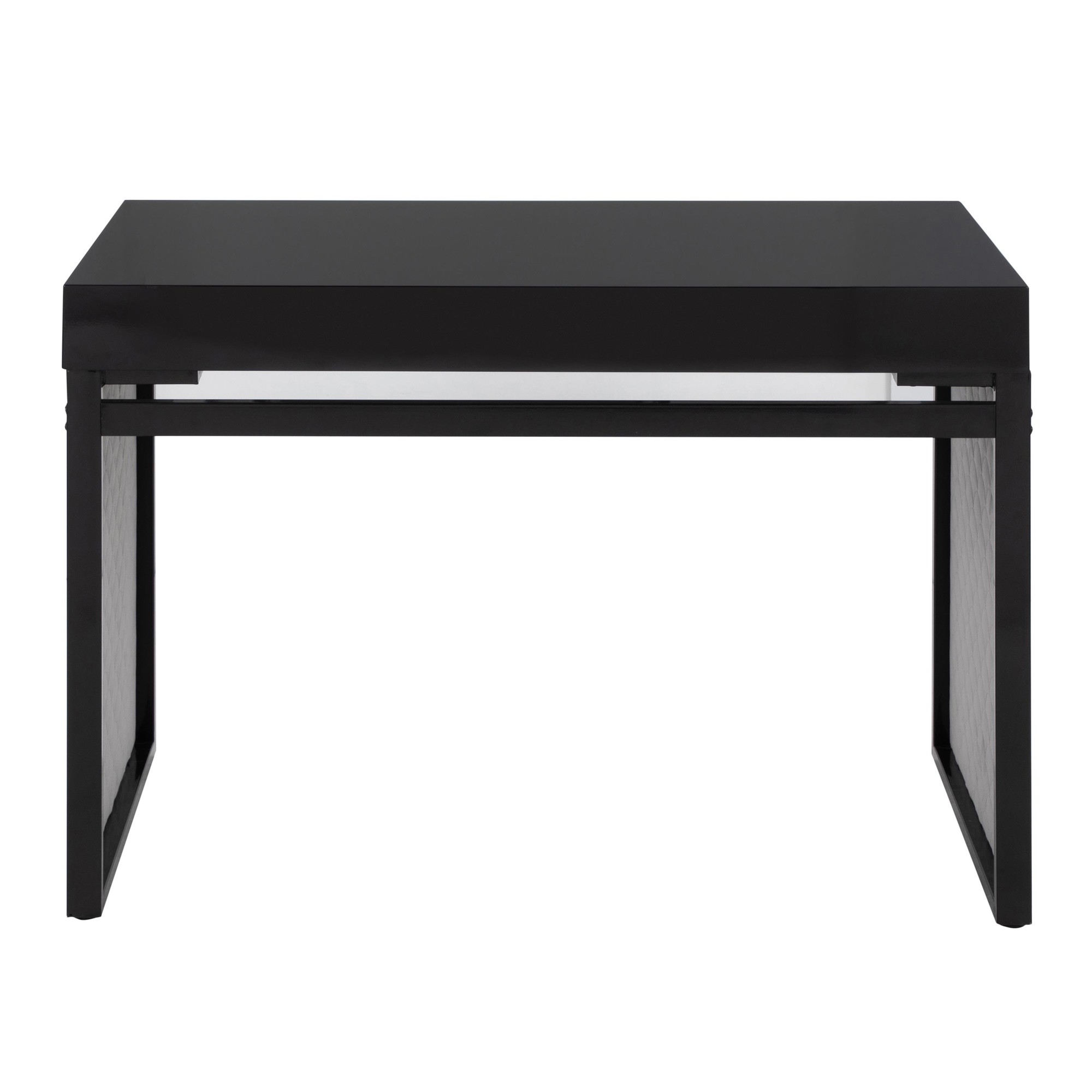 Drift Contemporary Black Upholstered Desk with Silver Velvet 7 Drift Contemporary Black Upholstered Desk with Silver Velvet - Image 7