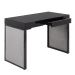 Drift Contemporary Black Upholstered Desk with Silver Velvet 22 Drift Contemporary Black Upholstered Desk with Silver Velvet