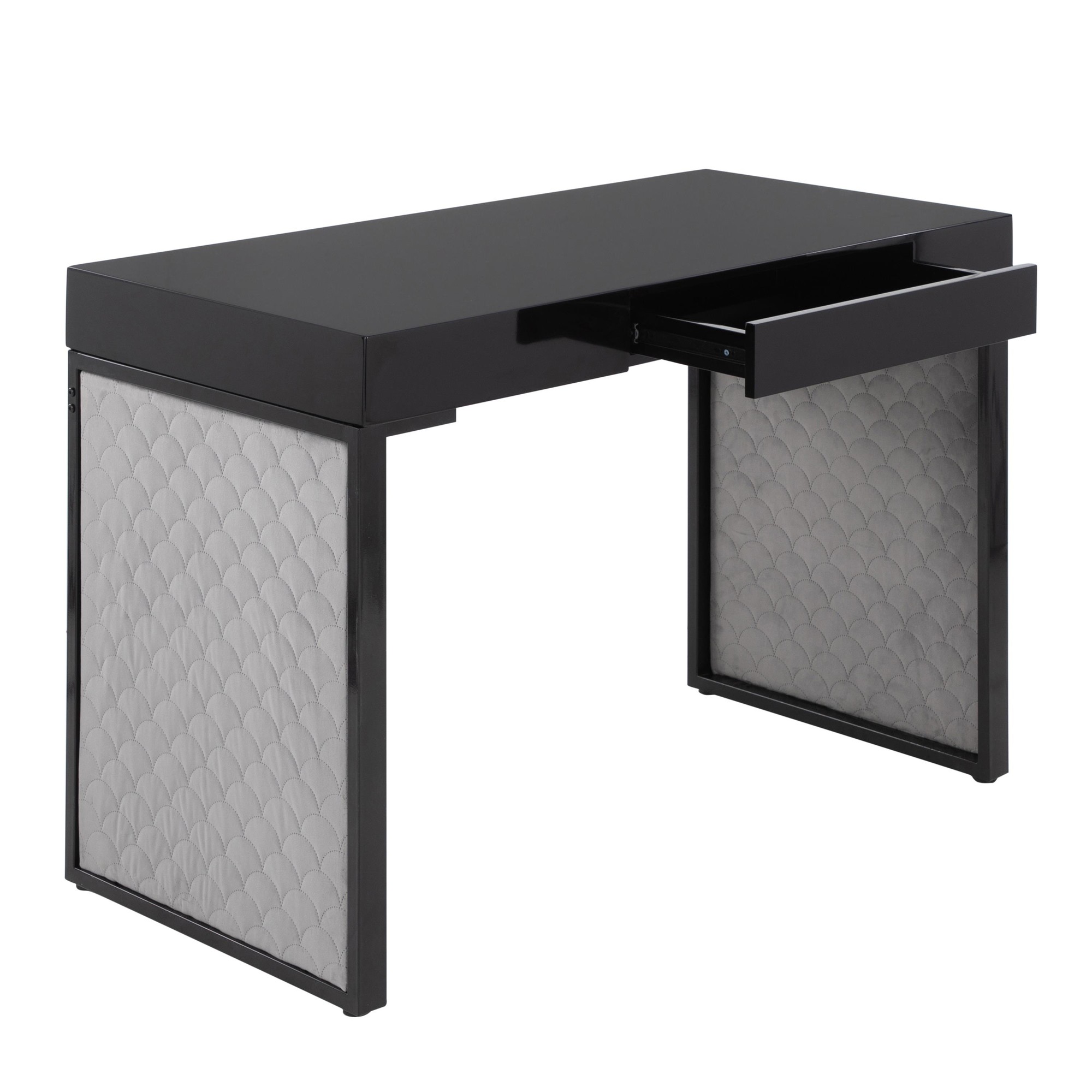 Drift Contemporary Black Upholstered Desk with Silver Velvet 10 Drift Contemporary Black Upholstered Desk with Silver Velvet - Image 10