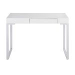 Drift Contemporary White Steel and Wood Desk with Drawer 26 Drift Contemporary White Steel and Wood Desk with Drawer